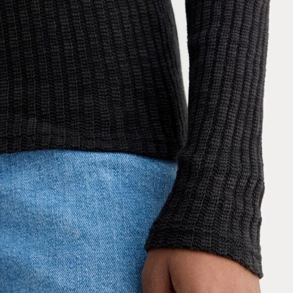 Everlane Cozy Rib Long-Sleeve Tee - size XS Black - Picture 8 of 13